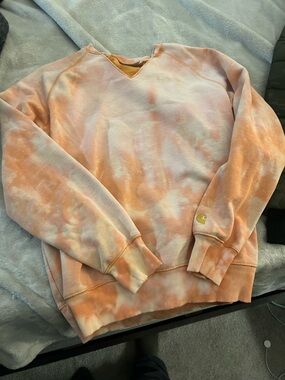 Carhartt Peach-Orange Tie-Dye Pullover Sweatshirt